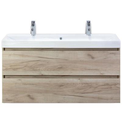 Maxx XL Badmeubelset 120 cm - Craft Oak - Wastafel Just Enkel 2 Kraangaten