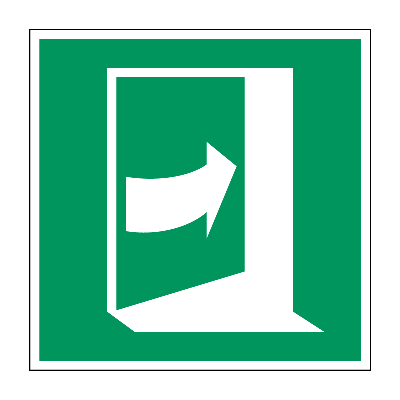 Duw rechts om deur te openen - 150 x 150 mm - Sticker