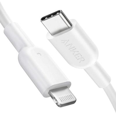 ANKER PowerLine II USB-C/type-C naar 8 pin MFI-gecertificeerde oplaad gegevenskabel voor iPhone XS Max/XS/XR/X/8 plus/8 lengte: 0 9 m (wit)