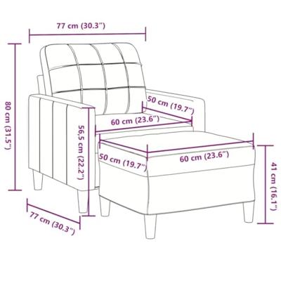 Fauteuil met voetenbank 60 cm fluweel blauw
