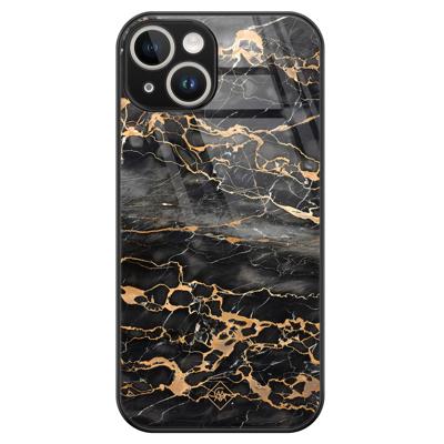 iPhone 14 glazen hardcase - Marmer grijs brons iPhone 14 glazen hardcase - Marmer grijs brons