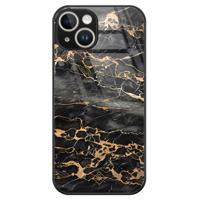 iPhone 14 glazen hardcase - Marmer grijs brons - thumbnail