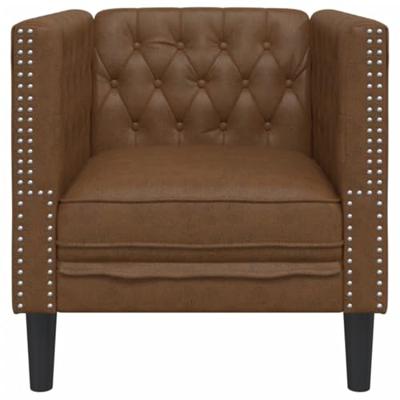 Fauteuil Chesterfield-stijl kunstsude bruin Fauteuil Chesterfield-stijl kunstsude bruin