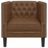 Fauteuil Chesterfield-stijl kunstsude bruin - thumbnail
