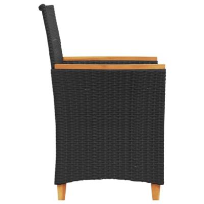 Tuinstoelen 2 st met kussens poly rattan en massief hout zwart