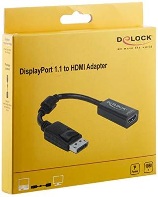 Delock 61849 DisplayPort / HDMI Adapter [1x DisplayPort stekker - 1x HDMI-bus] Zwart Met Ferrietkern