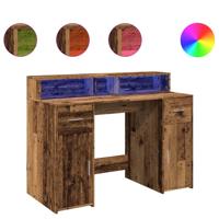 Bureau met LED-verlichting 120x55x91 cm bewerkt hout oud hout - thumbnail