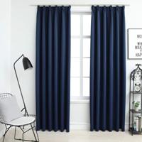 VidaXL Gordijnen verduisterend met haken 2 st 140x175 cm blauw - thumbnail