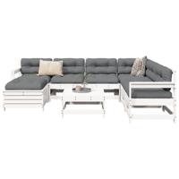 8-delige Loungeset massief grenenhout wit - thumbnail