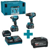 Makita DK0198G201 | 40 V Max Combset boren en (slag)schroeven | 3 x 2.5 Ah accu + Snellader - DK0198G201 - thumbnail