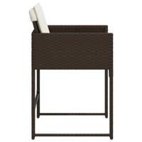 Tuinstoelen 4 st met kussens poly rattan bruin - thumbnail