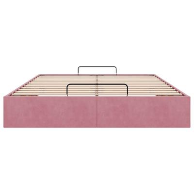 Ottoman bedframe zonder matras 140x200 cm fluweel roze