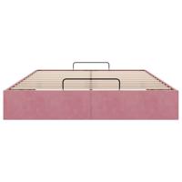 Ottoman bedframe zonder matras 140x200 cm fluweel roze - thumbnail