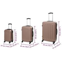 VidaXL Koffer met slot 3 pcs rose gold 50 x 31 x 78 cm abs kunststof - thumbnail