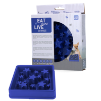 Eat Slow Live Longer Star Feeder XS - 14 x 14 cm - Anti Kauw-voerbak - Langzame voederbak voor honden - Hondenbak - Antislip - Geschikt voor kleinere honden - Anti-schrokbak - Blauw - thumbnail