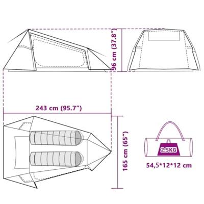 VidaXL Tunneltent 2-persoons waterdicht verduisterend stof wit