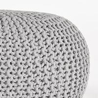 LABEL51 Poef Knitted', 70 x 35cm, kleur Lichtgrijs - thumbnail