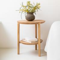 Ethnicraft Ronde Bijzettafel 'Bok' Geolied Eikenhout, 43cm, kleur Naturel - thumbnail