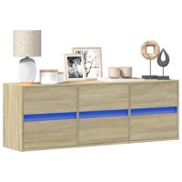 Tv-wandmeubel met LED-verlichting 130x31x45 cm sonoma eiken - thumbnail