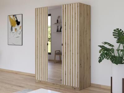 Kledingkast GONAMU 3 deuren artisan eik/wit met spiegel Kledingkast GONAMU 3 deuren artisan eik/wit met spiegel