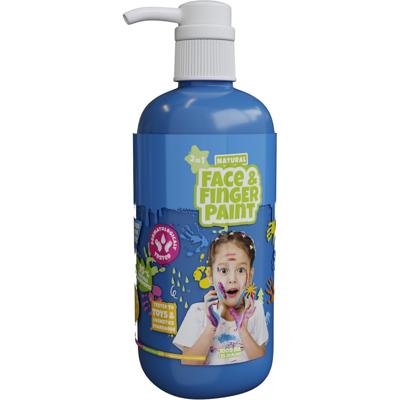 Boti Natural face & fingerpaint fles met pompje - blauw, 1l Boti Natural face & fingerpaint fles met pompje - blauw, 1l
