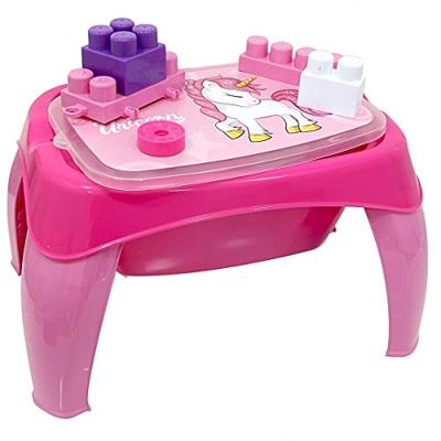 Dolu eenhoorn activiteitentafel + 30 blokken roze