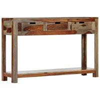 Wandtafel met 3 lades 120x30x75 cm massief acaciahout - thumbnail
