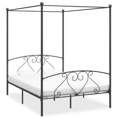 Hemelbedframe metaal grijs 160x200 cm Hemelbedframe metaal grijs 160x200 cm