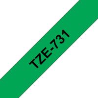 Labeltape Brother TZe, TZ TZe-731 PET Tapekleur: Groen Tekstkleur:Zwart 12 mm 8 m - thumbnail
