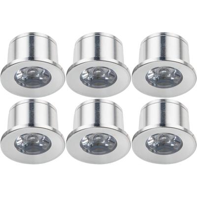 LED Veranda Spot Set 6 Stuks - Velvalux - 1W - Warm Wit 3000K - Inbouw - Rond - Mat Zilver - Ø31mm