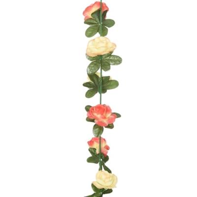 VidaXL Kerstslingers met bloemen 6 st 240 cm rozé en champagnekleurig