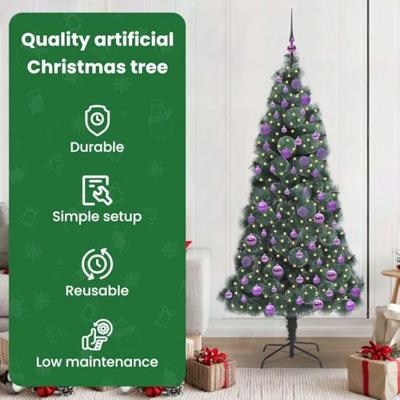 VidaXL Kunstmatige voorverlichte kerstboom met ballenset groen 180 cm