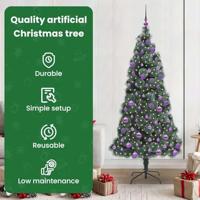 VidaXL Kunstmatige voorverlichte kerstboom met ballenset groen 180 cm - thumbnail