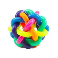 Nobleza Honden regenboogbal met bel - 8 cm - thumbnail