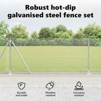 VidaXL Afrasteringspaal zilver 25 x 1 m (16 x 16 mm gaas) staal - thumbnail