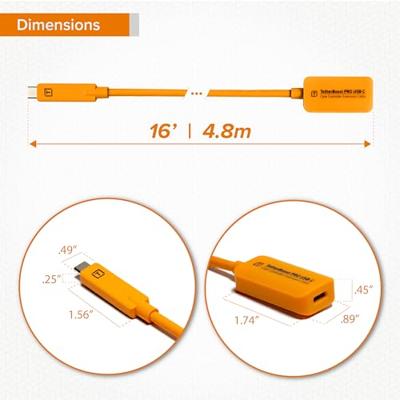 Tethertools TetherBoost Pro USB-C Core Controller Extension Cable- Orange