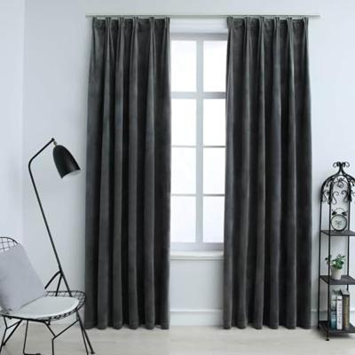 VidaXL Gordijnen verduisterend 2 st met haken 140x175 cm fluweel antraciet VidaXL Gordijnen verduisterend 2 st met haken 140x175 cm fluweel antraciet