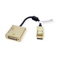 Roline 12.03.3175 DisplayPort-kabel DisplayPort / DVI Adapterkabel DisplayPort-stekker, DVI-D 24+1-polige bus 0.15 m Zwart/goud - thumbnail