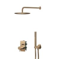 Regendoucheset Qisani Flow Inbouw 2-weg Vierkante inbouwkraan Geborsteld Goud - thumbnail