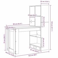 Bureau met plank met opslag Wit 122 x 67 x 145 cm Bewerkt hout - thumbnail