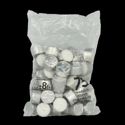 Neutraal theelicht wit 8uur zak 75 Stuks Neutraal theelicht wit 8uur zak 75 Stuks