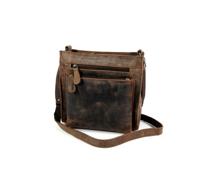 Hunter leren vierkant dames schoudertasje bruin - thumbnail