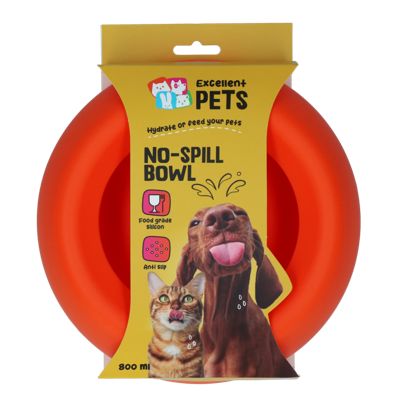 Excellent Pets No-Spill Bowl 800ml Oranje M Excellent Pets No-Spill Bowl 800ml Oranje M
