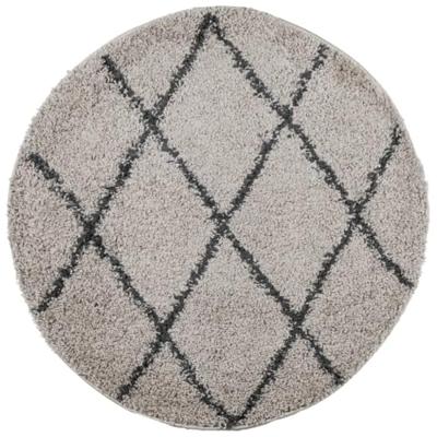 VidaXL Vloerkleed pamplona shaggy hoogpolig ø 80 cm beige antraciet - thumbnail
