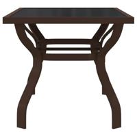 Tuintafel 140x70x70 cm staal en glas bruin en zwart - thumbnail