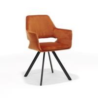 Armstoel Céline Oranje Velours - Set van 2 - thumbnail