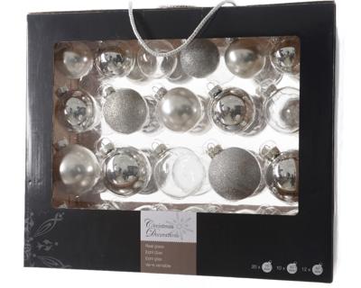 Kerstballen Glas Mix Zilver 42st Kerstballen Glas Mix Zilver 42st
