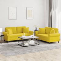 2-delige Loungeset met kussens fluweel geel - thumbnail