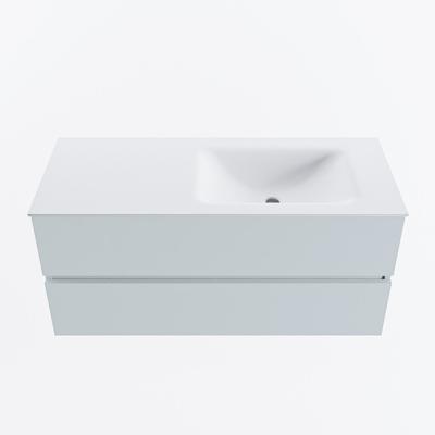 MONDIAZ VICA 110cm badmeubel onderkast Clay 2 lades. Wastafel CLOUD rechts 1 kraangat, kleur Talc.