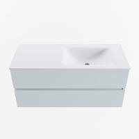 MONDIAZ VICA 110cm badmeubel onderkast Clay 2 lades. Wastafel CLOUD rechts 1 kraangat, kleur Talc. - thumbnail